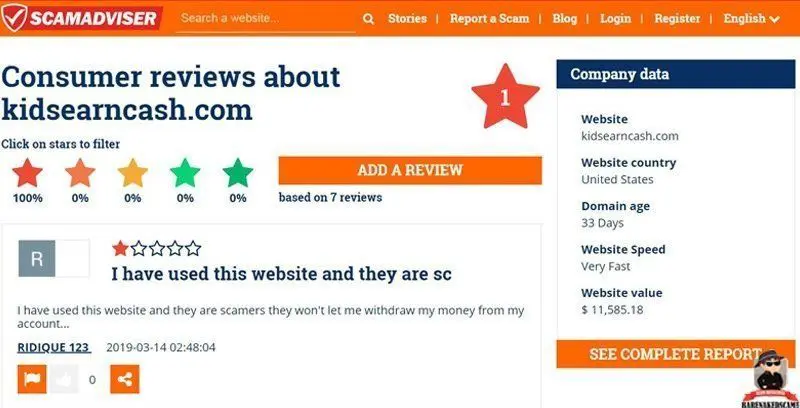 KidsEarnCashScam-Review-2019-Bare-ScamAdviser