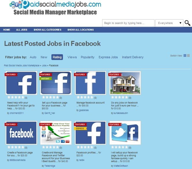 Paid Social Media Jobs Review - Previous Job Market Interface