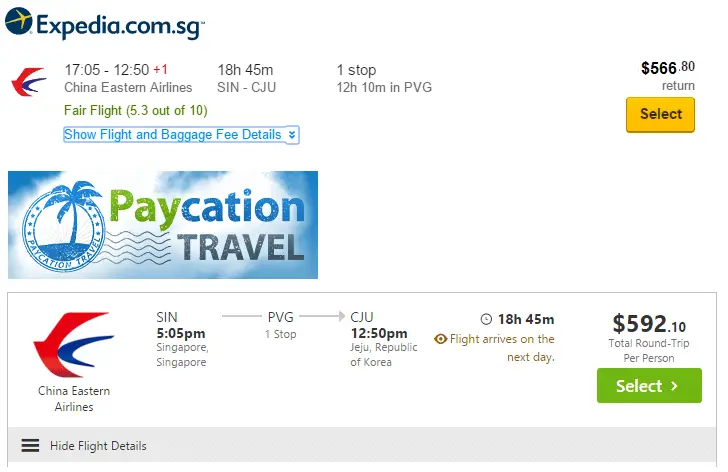 Paycation-compare Expedia to Paycation