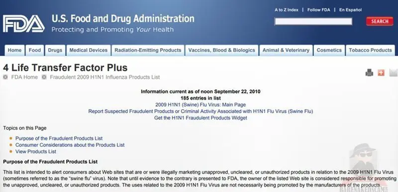 FDA On 4Life Transfer Factor